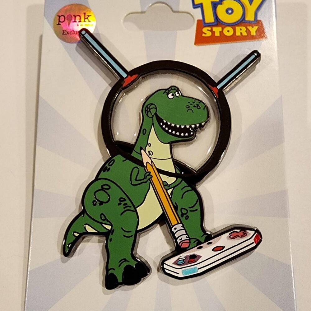 Disney Pixar Toy Story Rex Dino Playing Video Games Enamel Pin Palm Exclusive